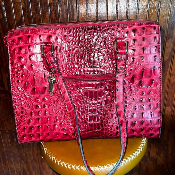 Red Authentic Brahmin Bag Tote Purse - Picture 2 of 8